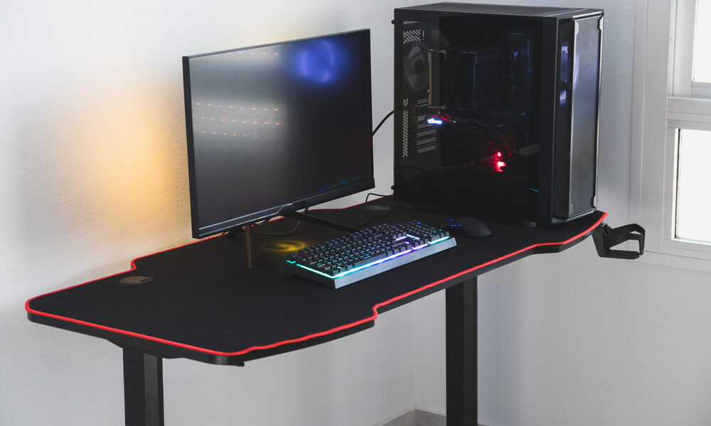 Gaming,Pc,In,A,Gaming,Desk.,The,Pictures,Shows,A