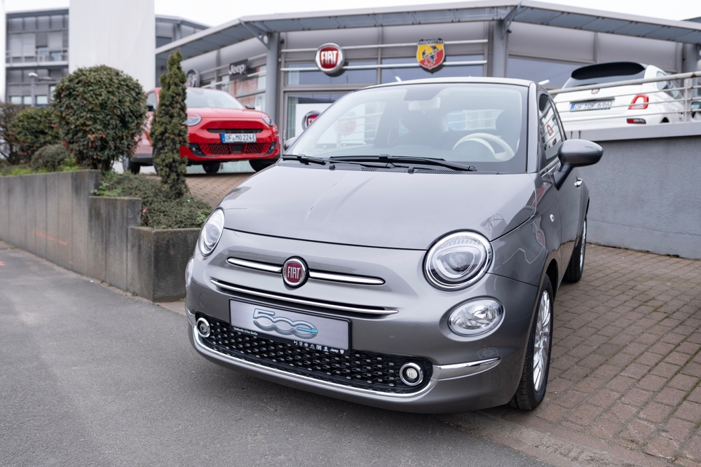 Grey,Electric,Fiat,500,E,Classic,Hatchback,Car,Parked,In