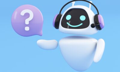Artificial,Intelligence,Chatbot,Holding,Question,Mark,In,Speech,Bubble.,Ai