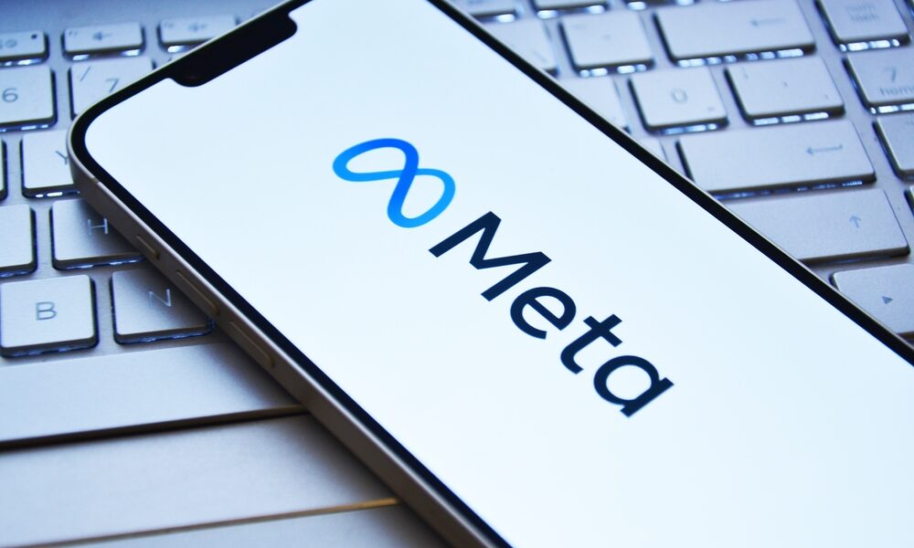 Smartphone,Showing,Meta,Logo,On,Surface.,Meta,Was,One,Of