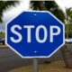 blue stop sign