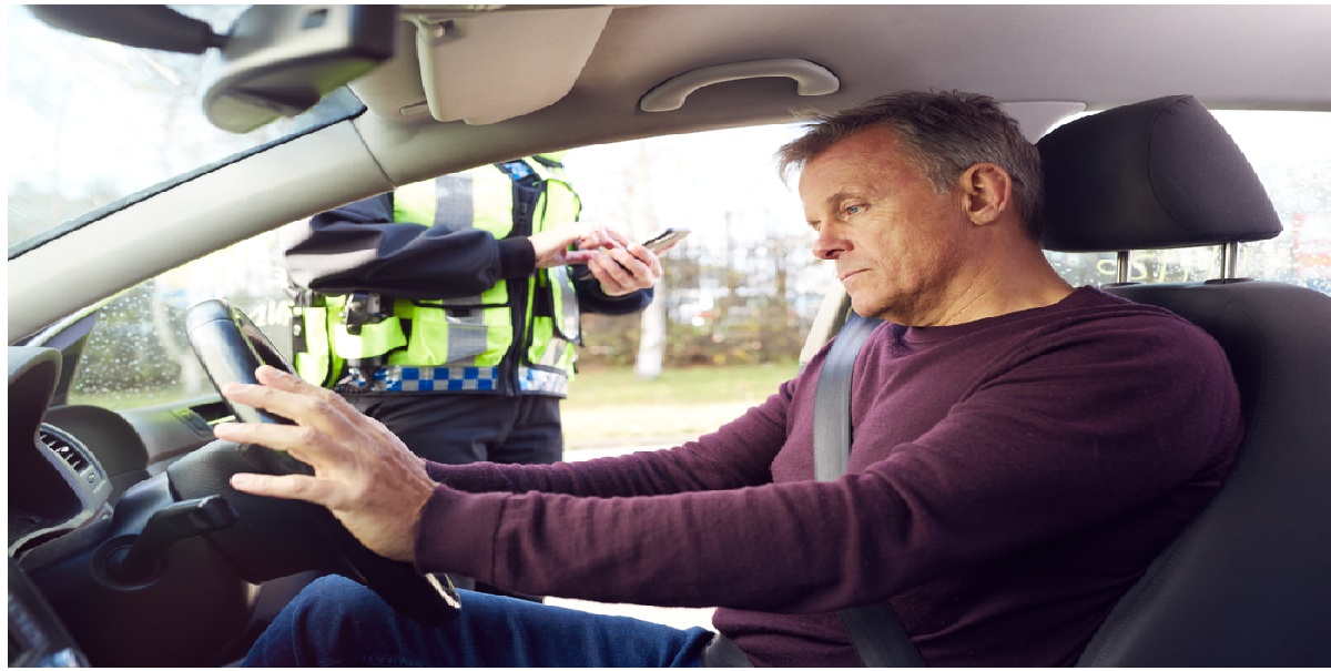 police car stop man