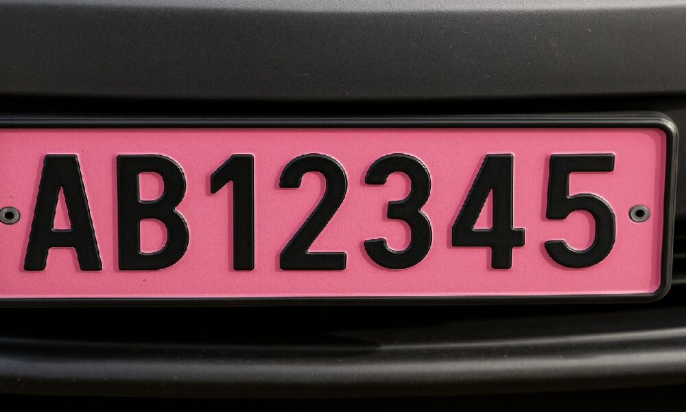 pink license plate