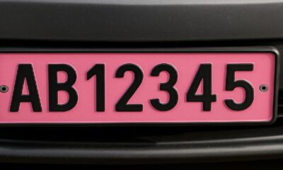 pink license plate
