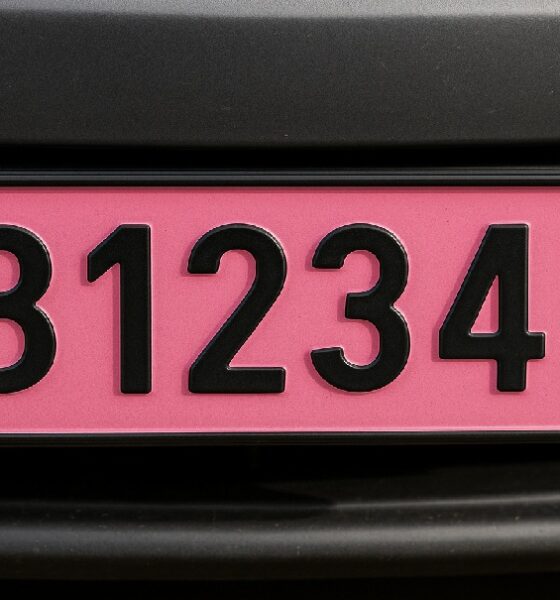 pink license plate