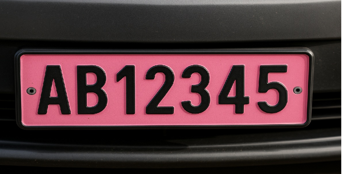 pink license plate