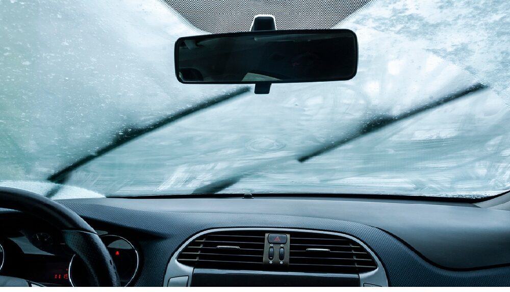 car windshield frozen
