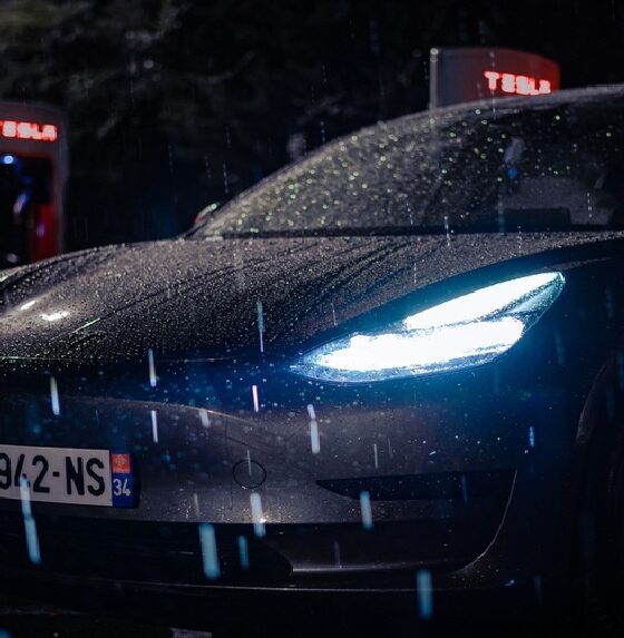 rain tesla car