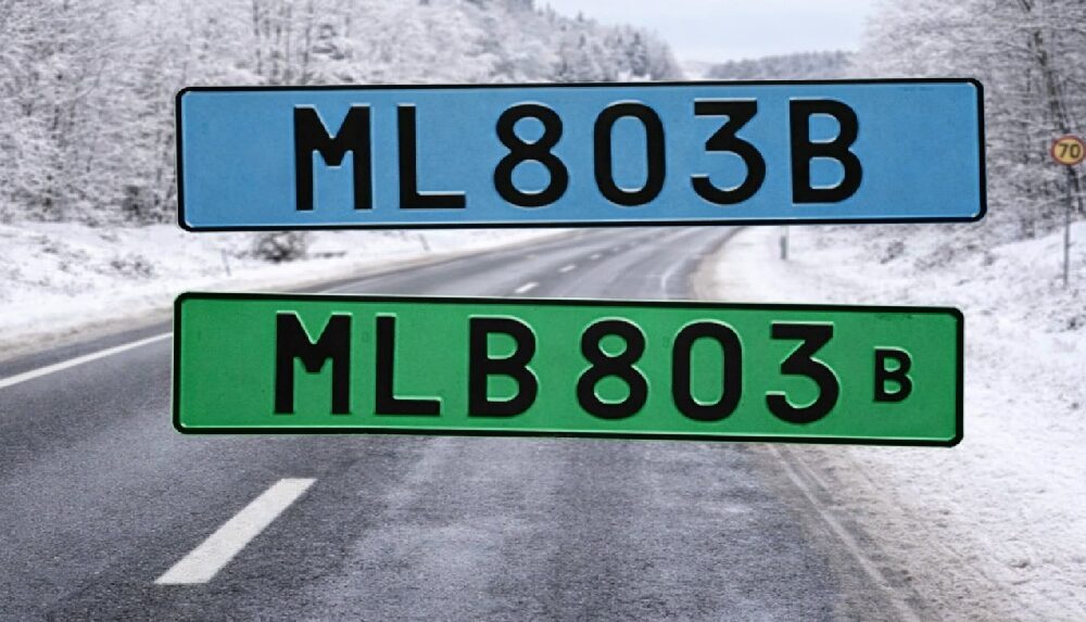 Blå og grønne nummerplader