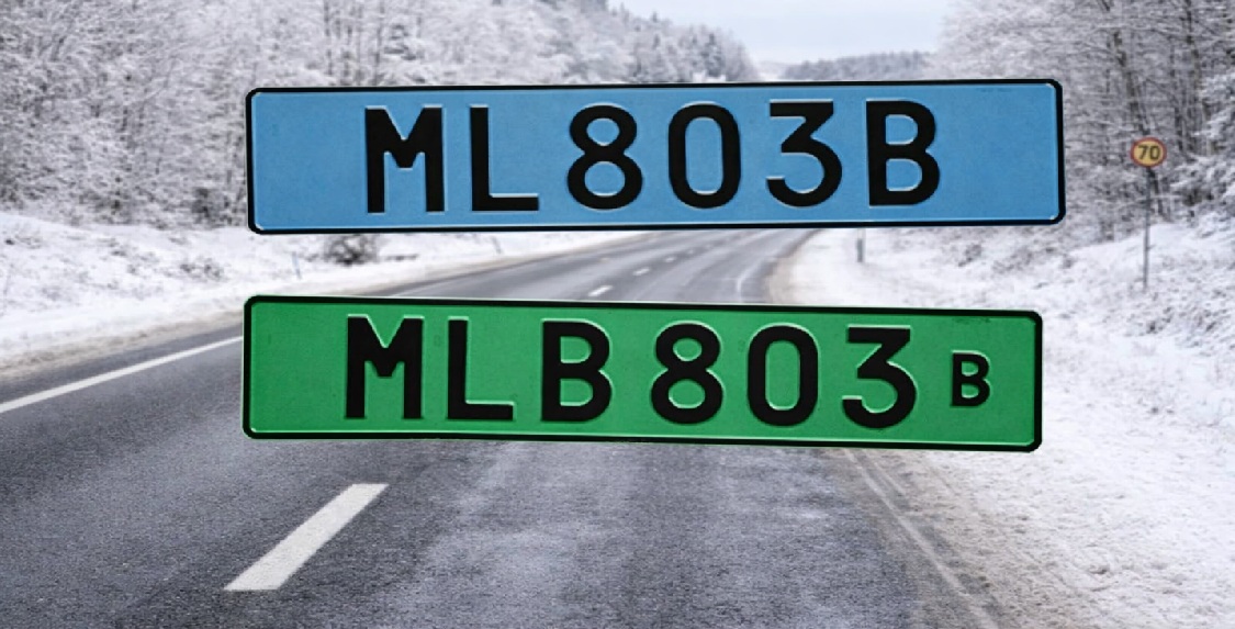 Blå og grønne nummerplader