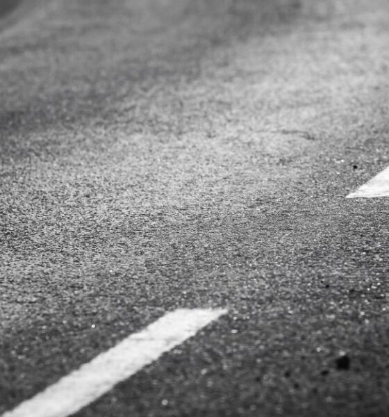 Hvide striber på vejen