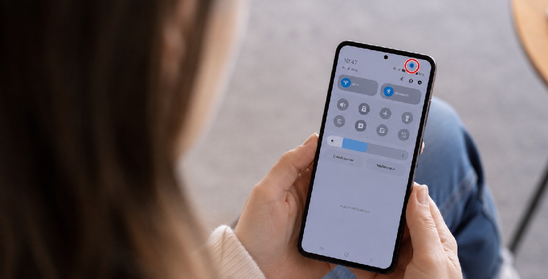 Blå prik telefon