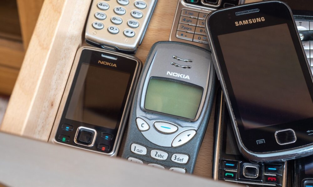 Old phones in drawer