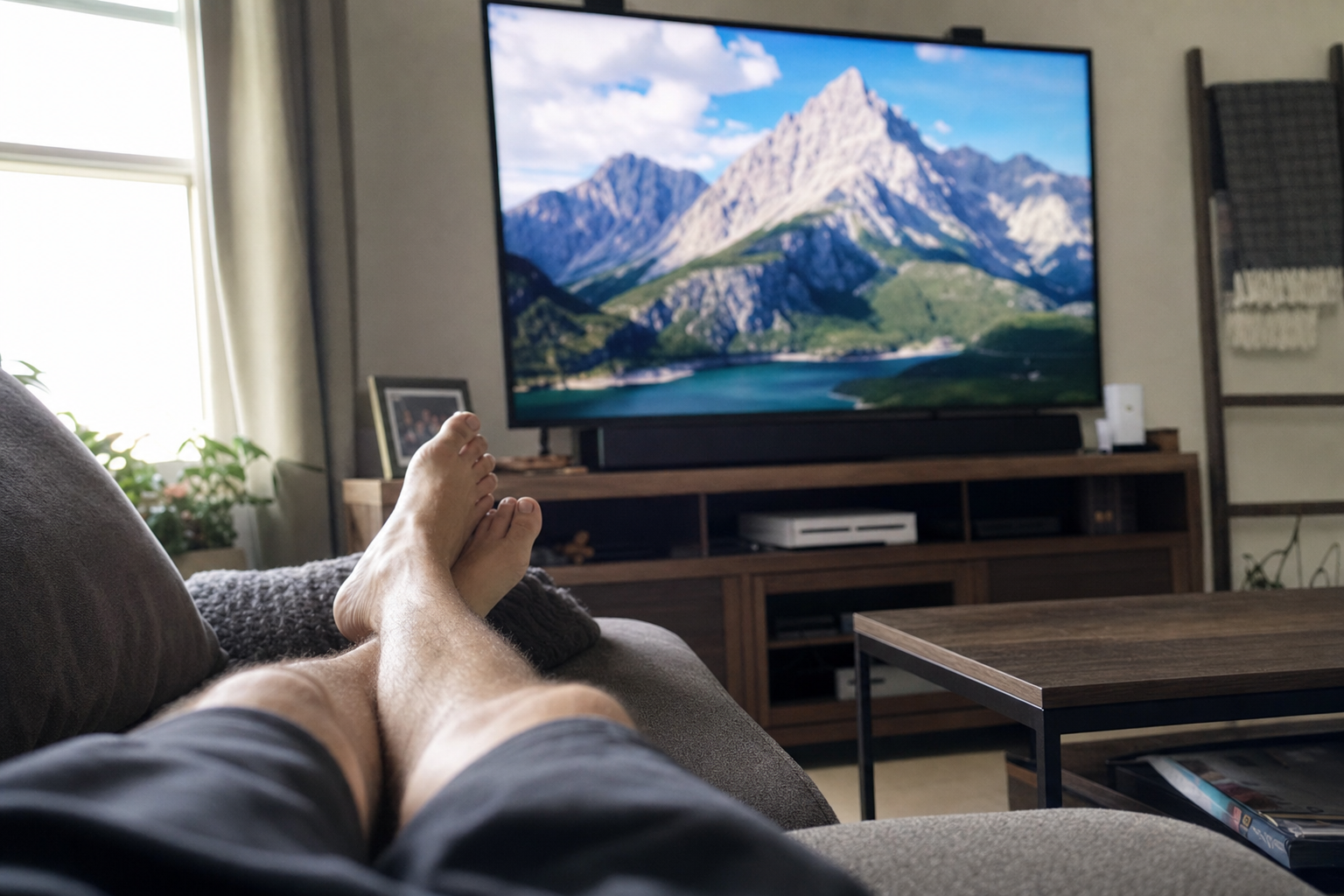 Sitter du for nært TV-en? Slik finner du perfekt sofa-avstand for 55, 65 og 75 tommer