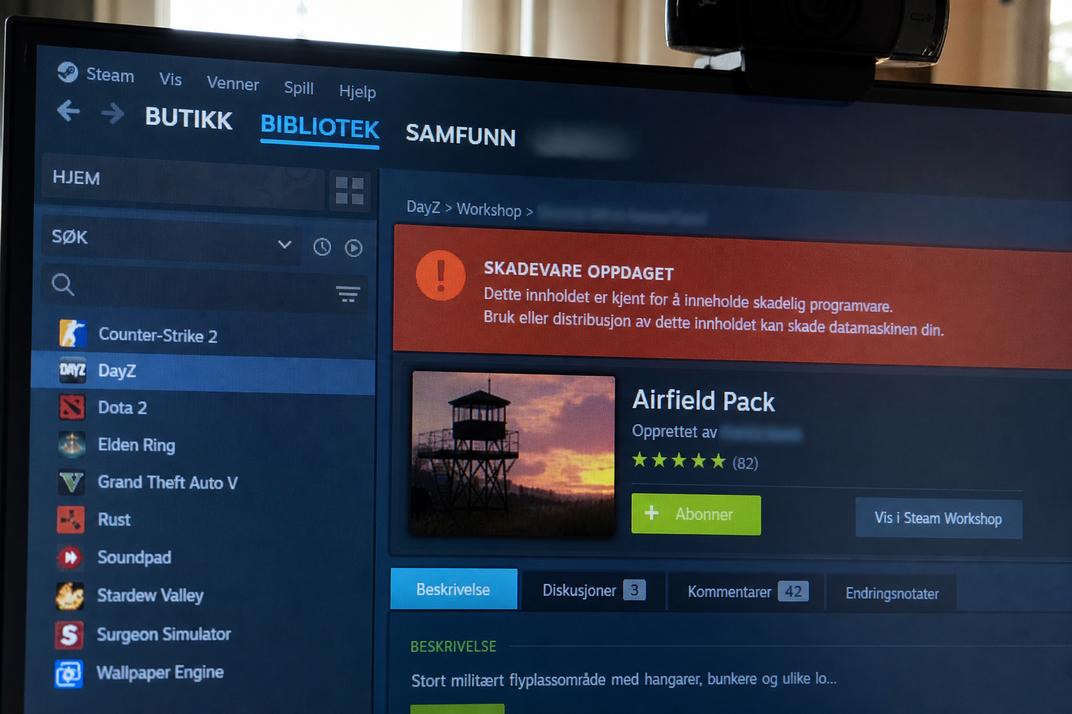 Advarsel: Dette populære Steam-spillet kan ha installert skadevare på PC-en din