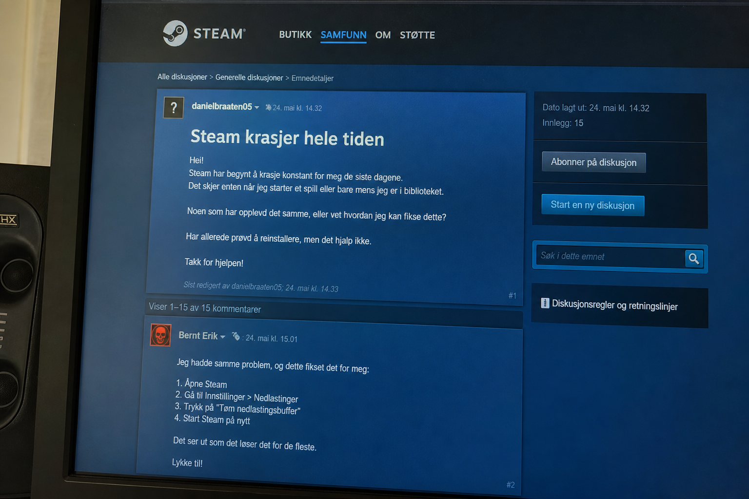Ba om hjelp med Steam-krasj i forumet: Fikk skjult kryptominer installert på PC-en