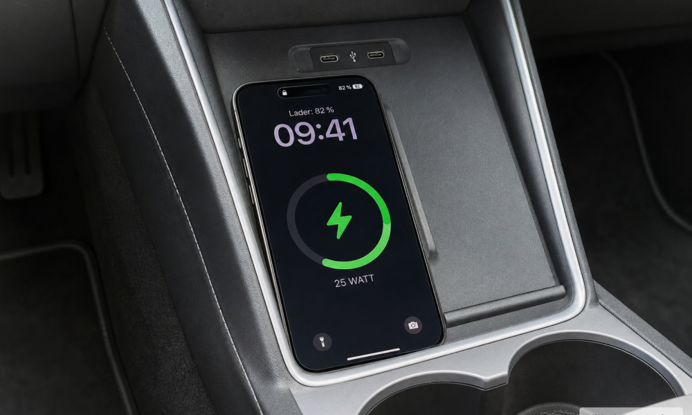 Tesla Model Y får raskere trådløs lading: Men iPhone-eiere merker knapt forskjell