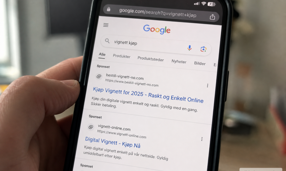 Skal du kjøpe vignett før ferien: Falske svindelsider troner øverst i Google-søket