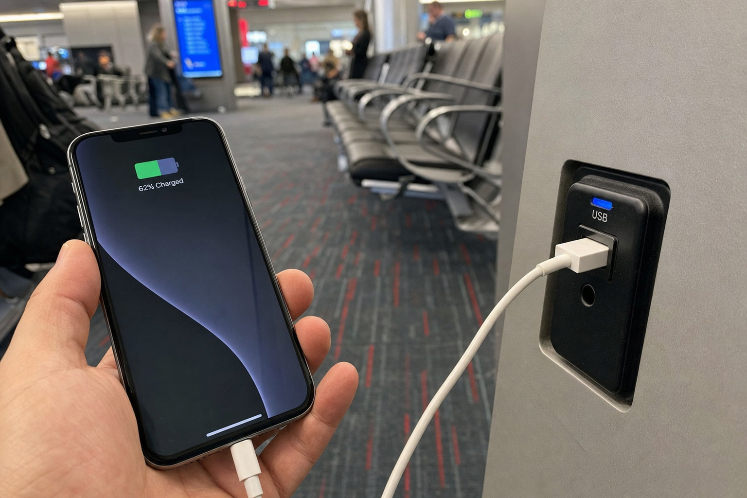 Lader du telefonen på flyplassen: Slik er den virkelige risikoen for juice jacking