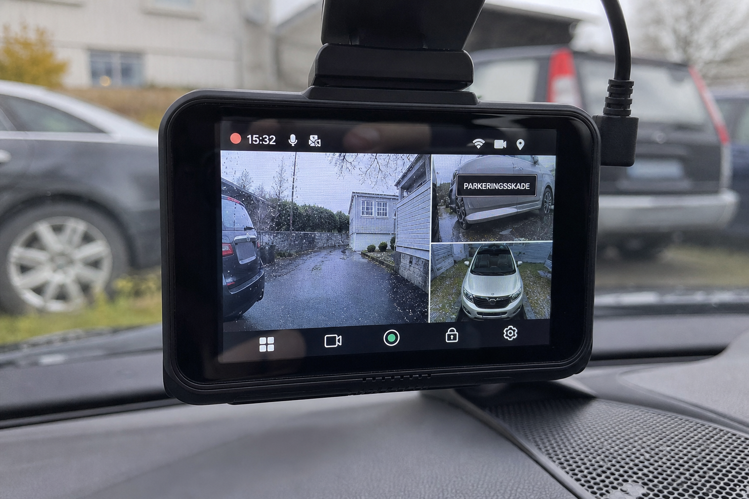 Parkeringsskader dokumentert fra alle sider: Nytt dashkamera filmer foran, bak, venstre og høyre