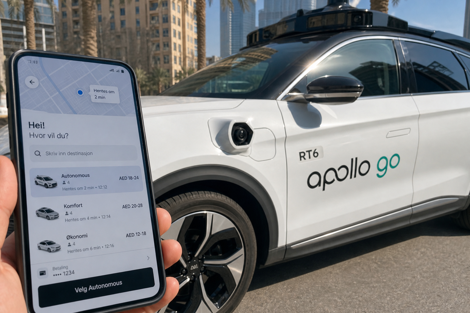 Fullstendig selvkjørende taxi fra Baidu er nå tilgjengelig via Uber i Dubai