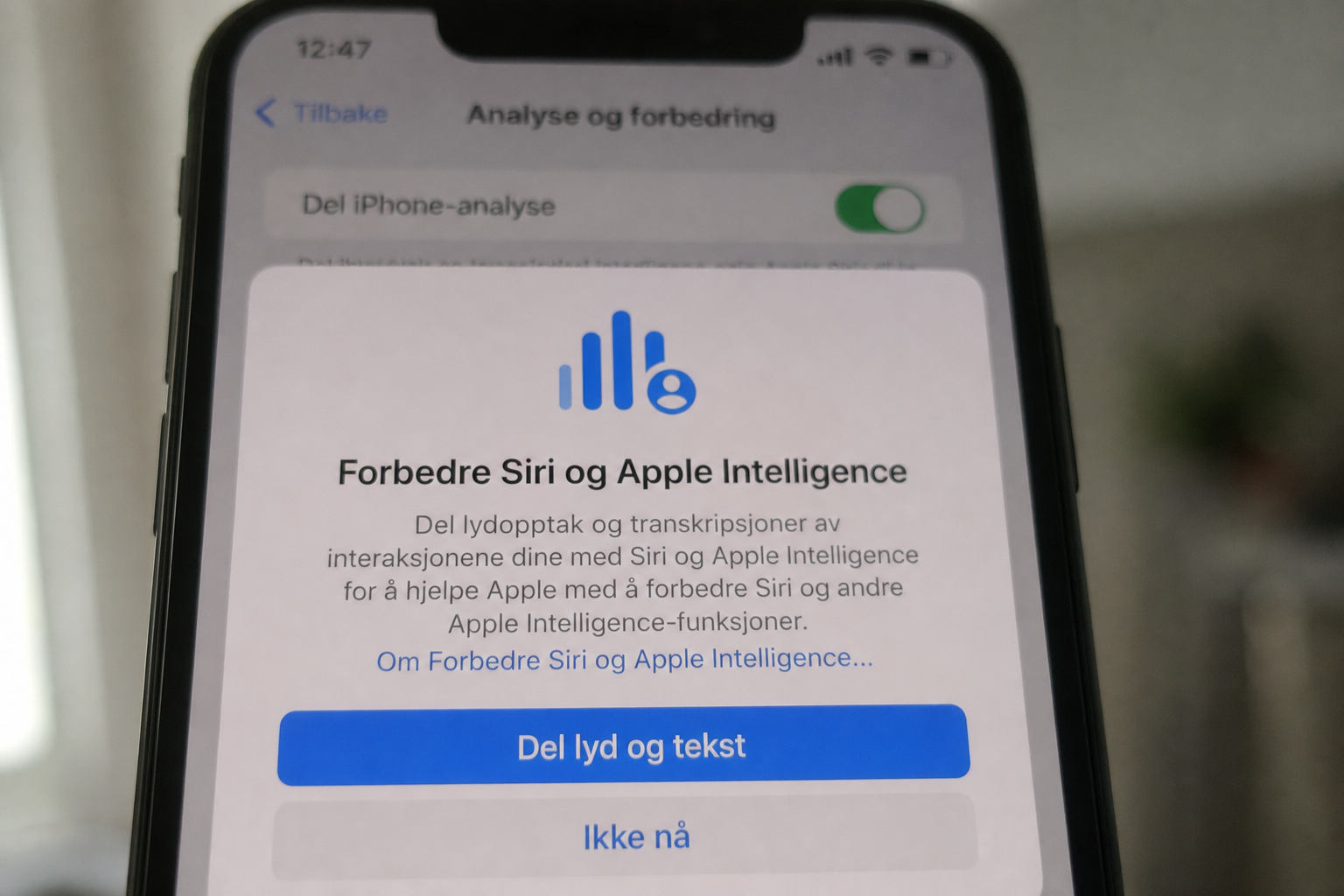 iOS 27 vil bruke lydopptakene dine til AI-trening: Slik sier du nei