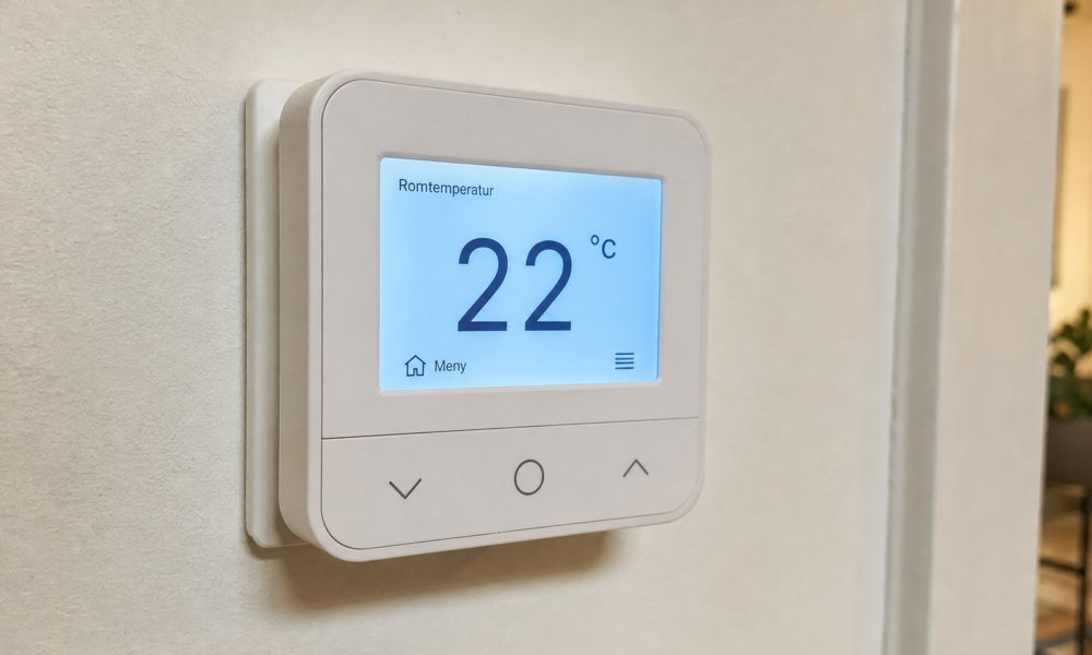 Står termostaten på 22 grader: Hver grad ned kutter oppvarmingsregningen med 5-7 prosent i vinter